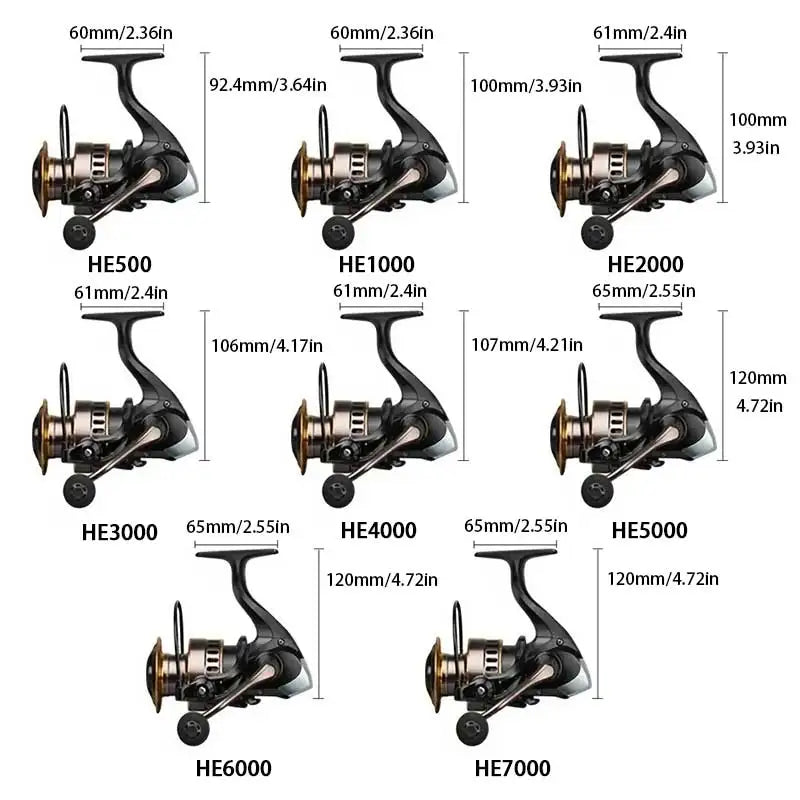 Dual Handle Spinning Fishing Reel With Aluminum Alloy Frame
