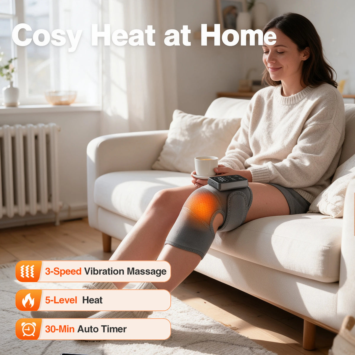 Hailicare Heated Knee Massager With Vibration And Cordless Heat Therapy