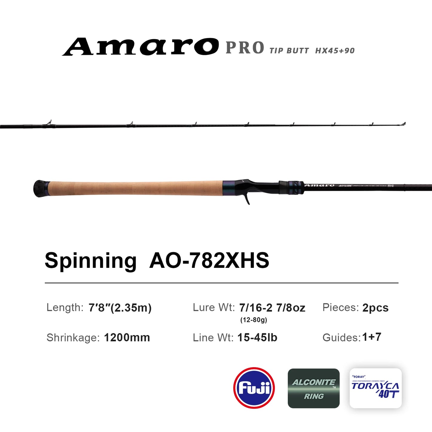 Purelure Amaro Pro Heavy Duty Travel Carbon Fiber Fishing Rod