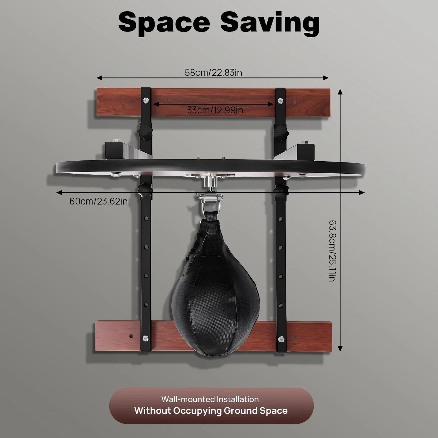 Adjustable Wall Mounted Speed Bag Platform With Pu Boxing Ball