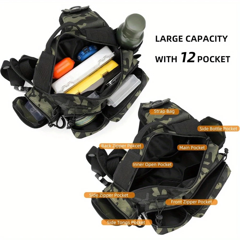 Multipurpose Nylon Fishing Tackle Backpack Waist Bag