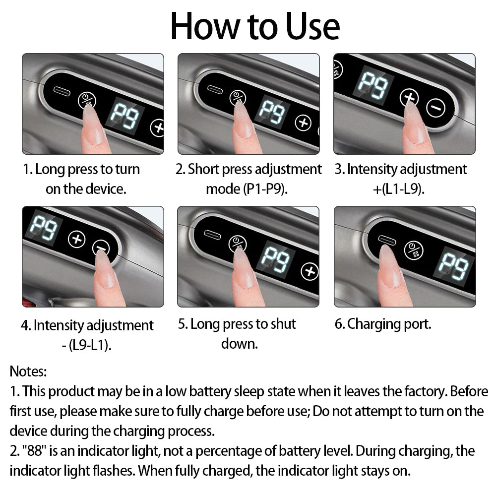 Foreverlily 16 Head Fascia Gun Full Body Massager With 9 Modes