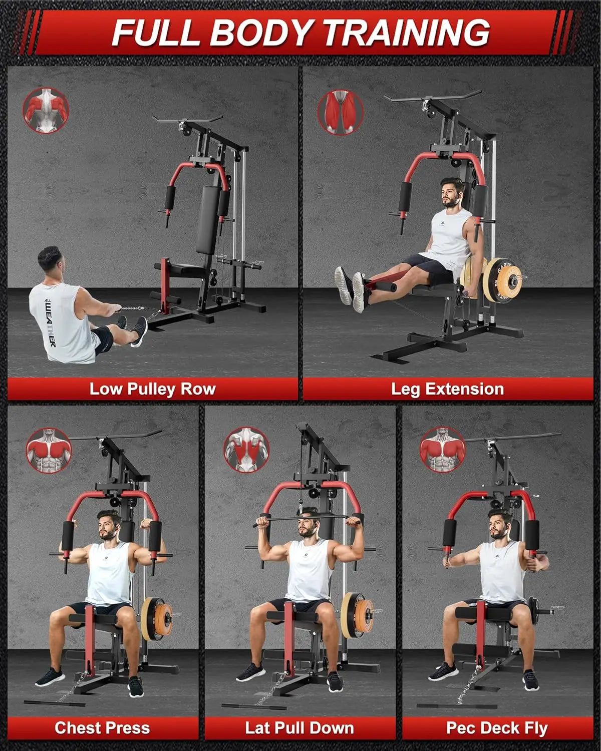 HiMISS 5-in-1 Home Gym Machine for Full Body Strength Training Workout