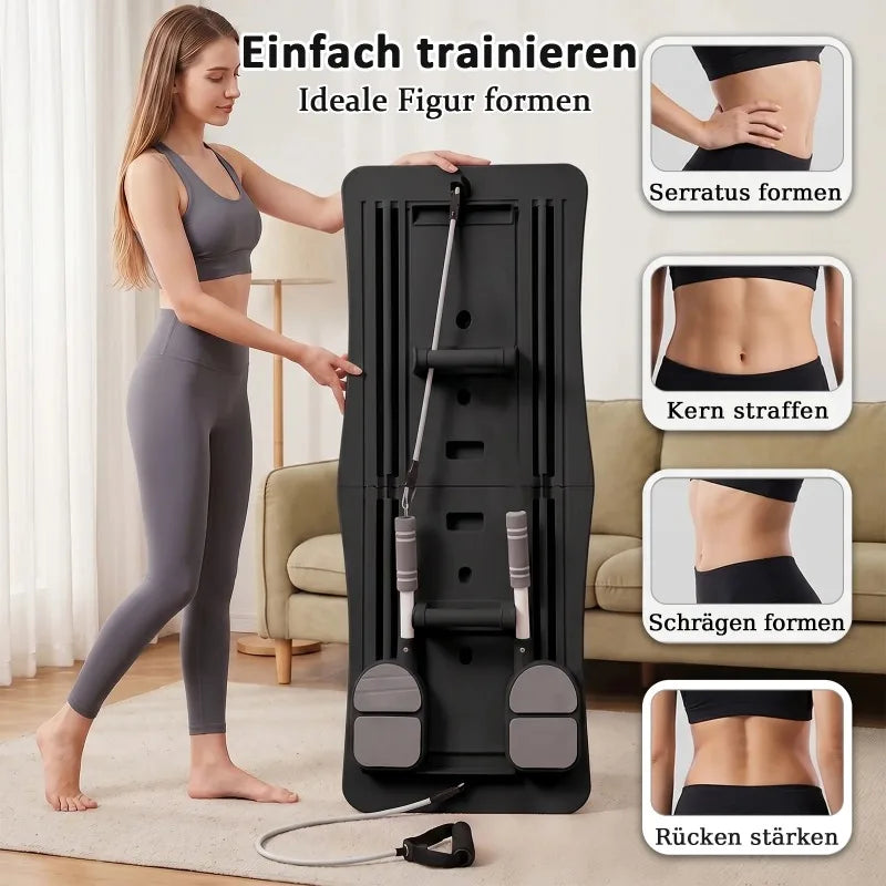 Portable Foldable Workout Board With Resistance Bands And Handles