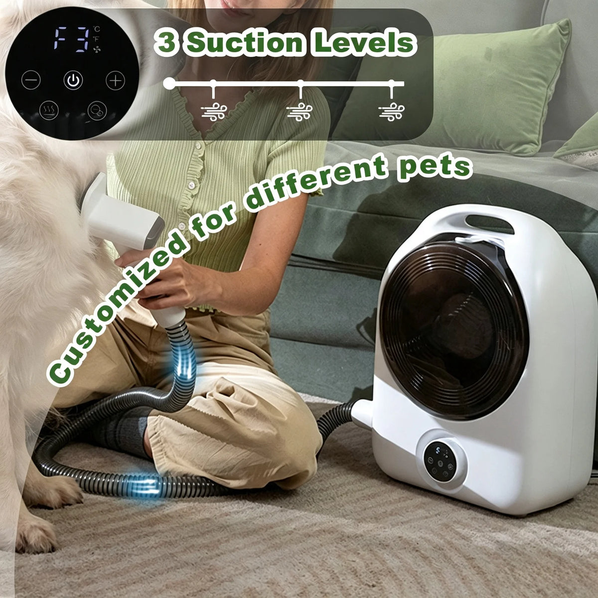 5-in-1 Pet Grooming Vacuum Kit With Clippers And Dryer