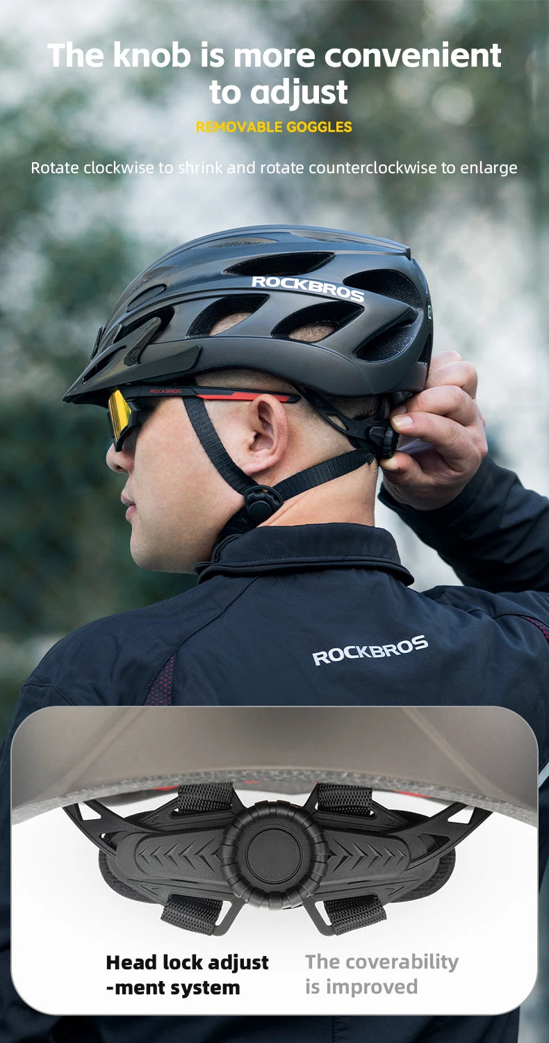 Rockbros Lightweight Cycling Helmet With Goggles For Road And Mountain