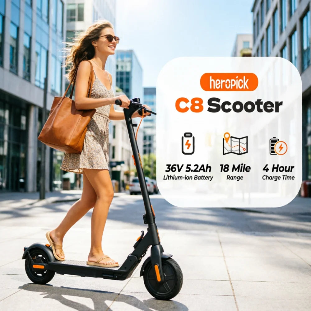 HeroPick C8 Adult Electric Scooter 350W Foldable With Suspension