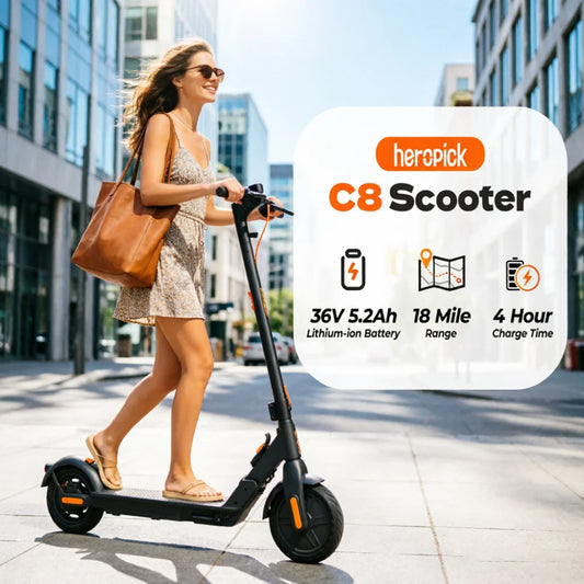 HeroPick C8 Adult Electric Scooter 350W Foldable With Suspension