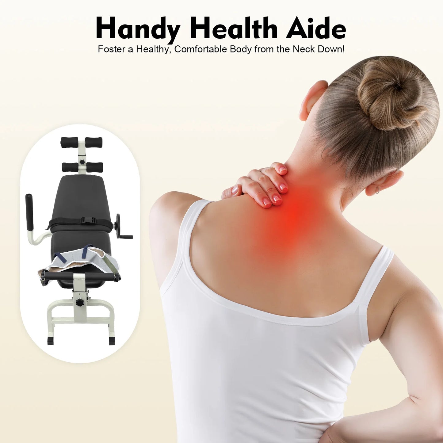 Adjustable Multifunctional Back Stretch Bench With Cervical Traction Support