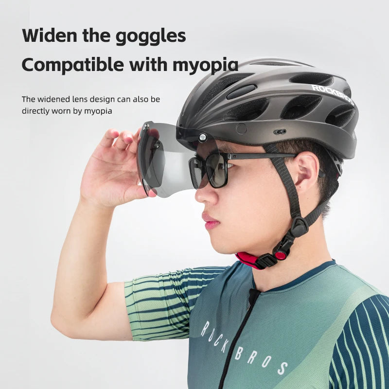 Rockbros Lightweight Cycling Helmet With Goggles For Road And Mountain