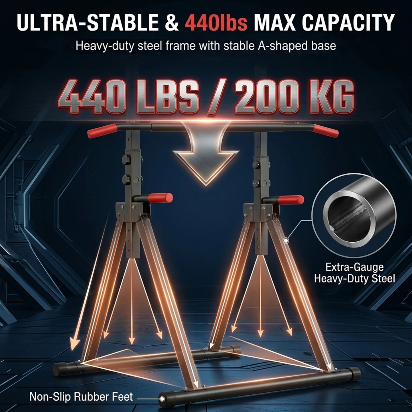 Foldable Power Tower Pull Up Bar Dip Station Strength Home Gym