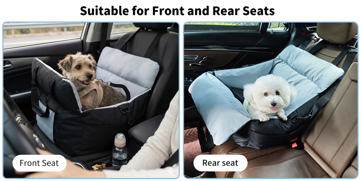 BORWART Portable Dog Car Booster Seat With Safety Belt Washable Cover
