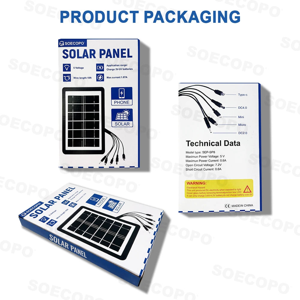 SOECOPO 30W Monocrystalline Solar Panel With USB Cable Included