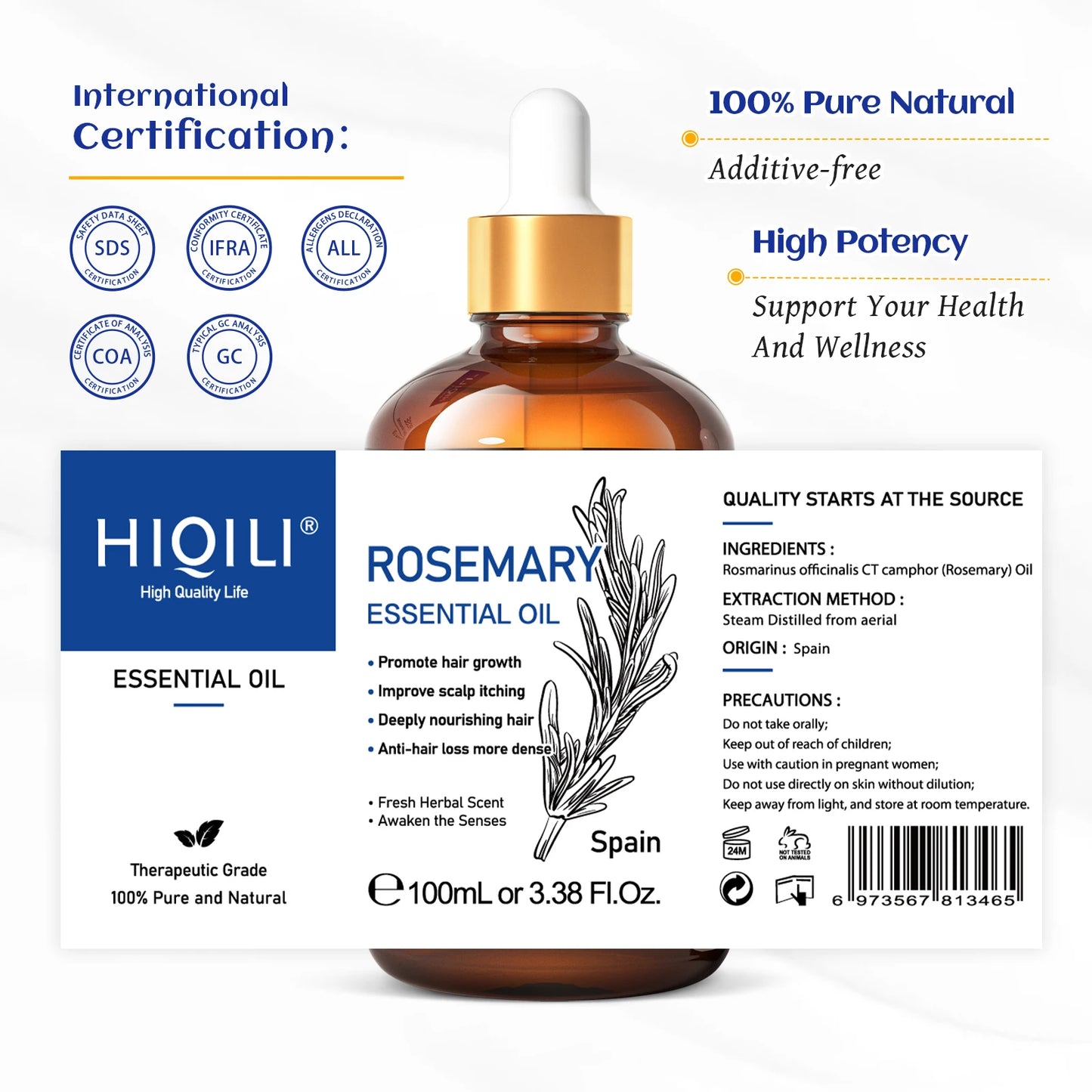 HIQILI Rosemary Jasmine Lavender Mint Essential Oil For Hair Care