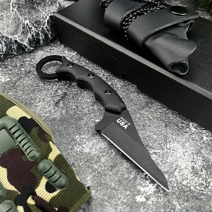 DIY Supplies Outdoor Knife With G10 Handle 8Cr13Mov Blade Camping