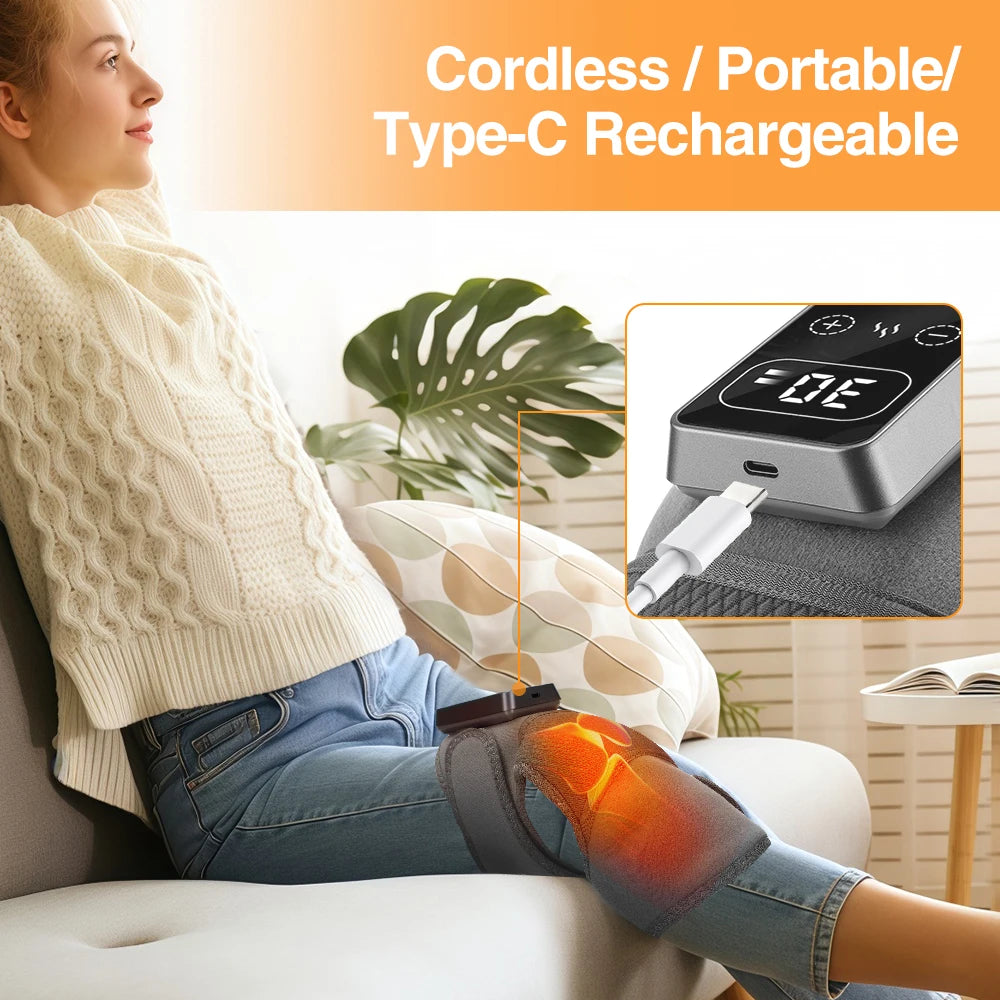 Hailicare Heated Knee Massager With Vibration And Cordless Heat Therapy