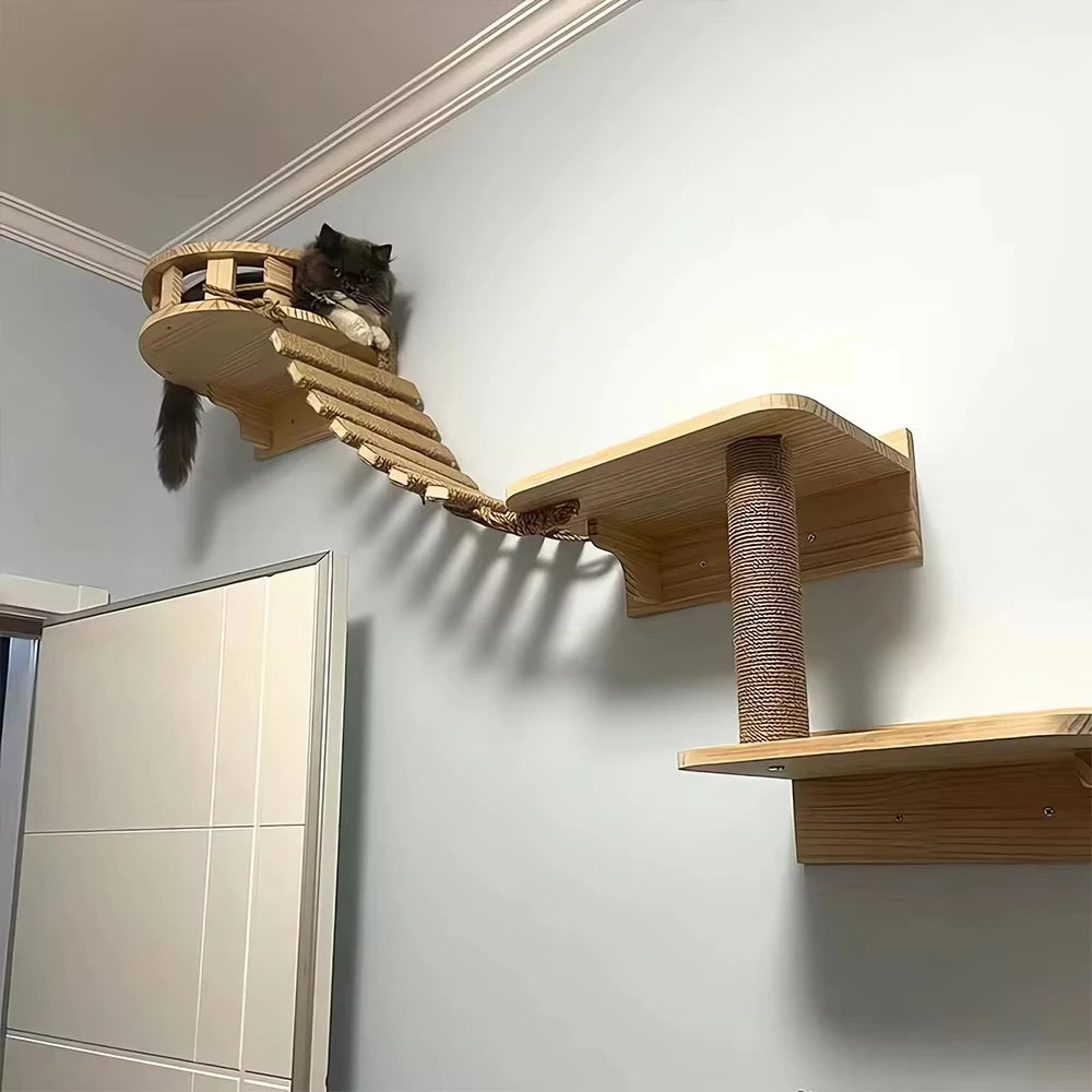 Cat Sisal Rope Bridge Ladder and Scratcher for Cage Furniture