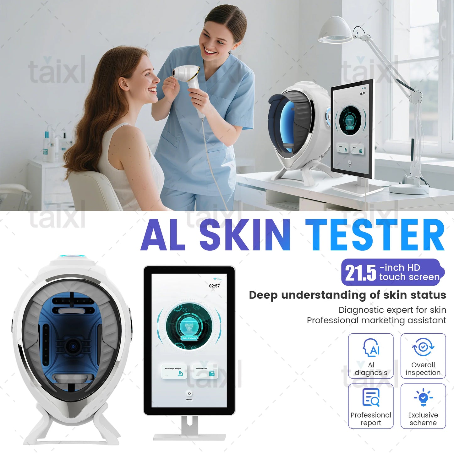 AI Skin Analyzer For Beauty Salons With 10 Spectrum Imaging