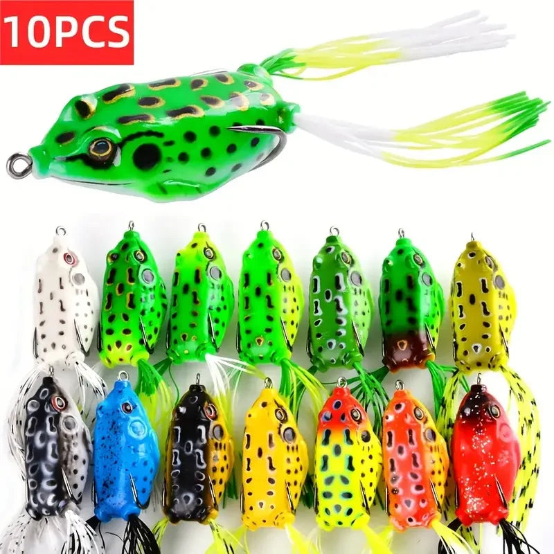 Topwater Frog Soft Plastic Fishing Lures With Treble Hooks