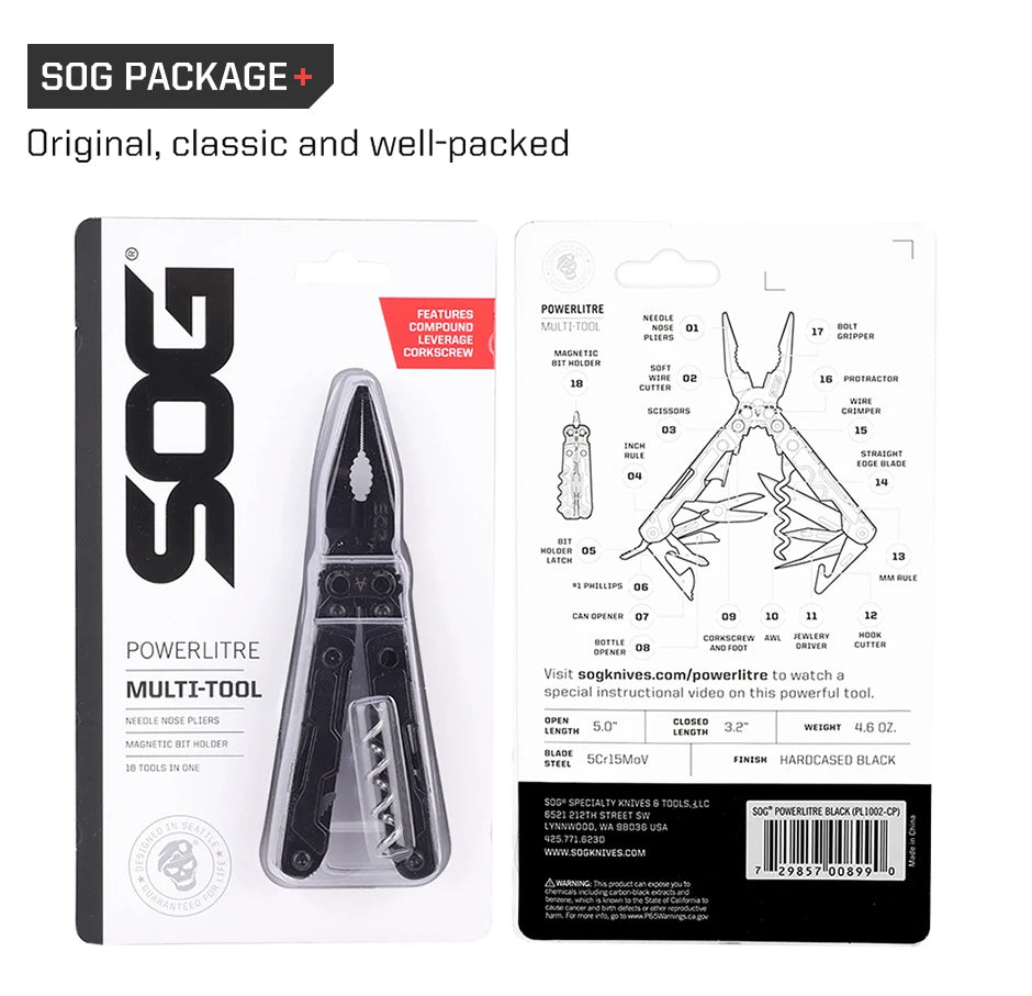 SOG PowerLitre 19 Function Stainless Steel Compact Multitool