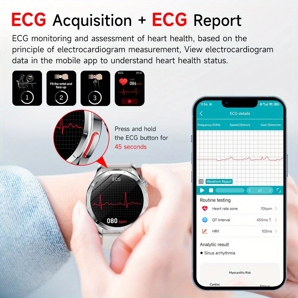 Marsyu ECG PPG Health Smartwatch With Sapphire Display