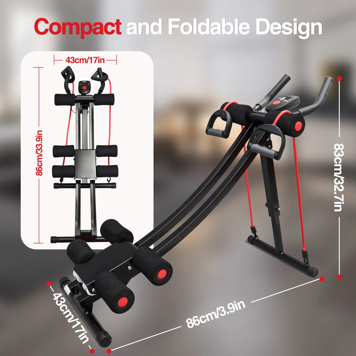 Foldable Ab Machine With Display Home Gym Fitness Trainer