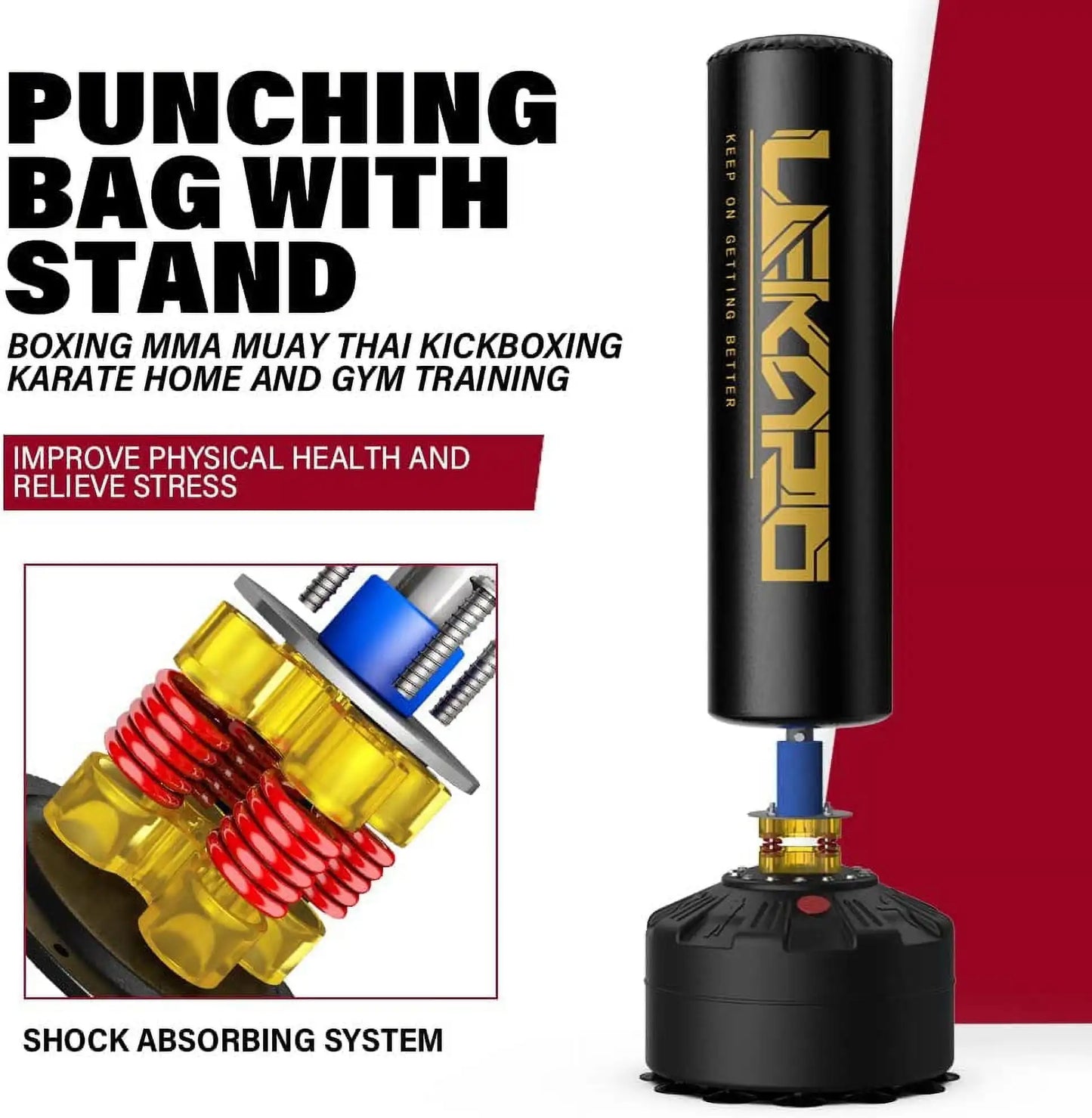 LEKARO Standing Boxing Post With Gloves Sandbag Training Kit