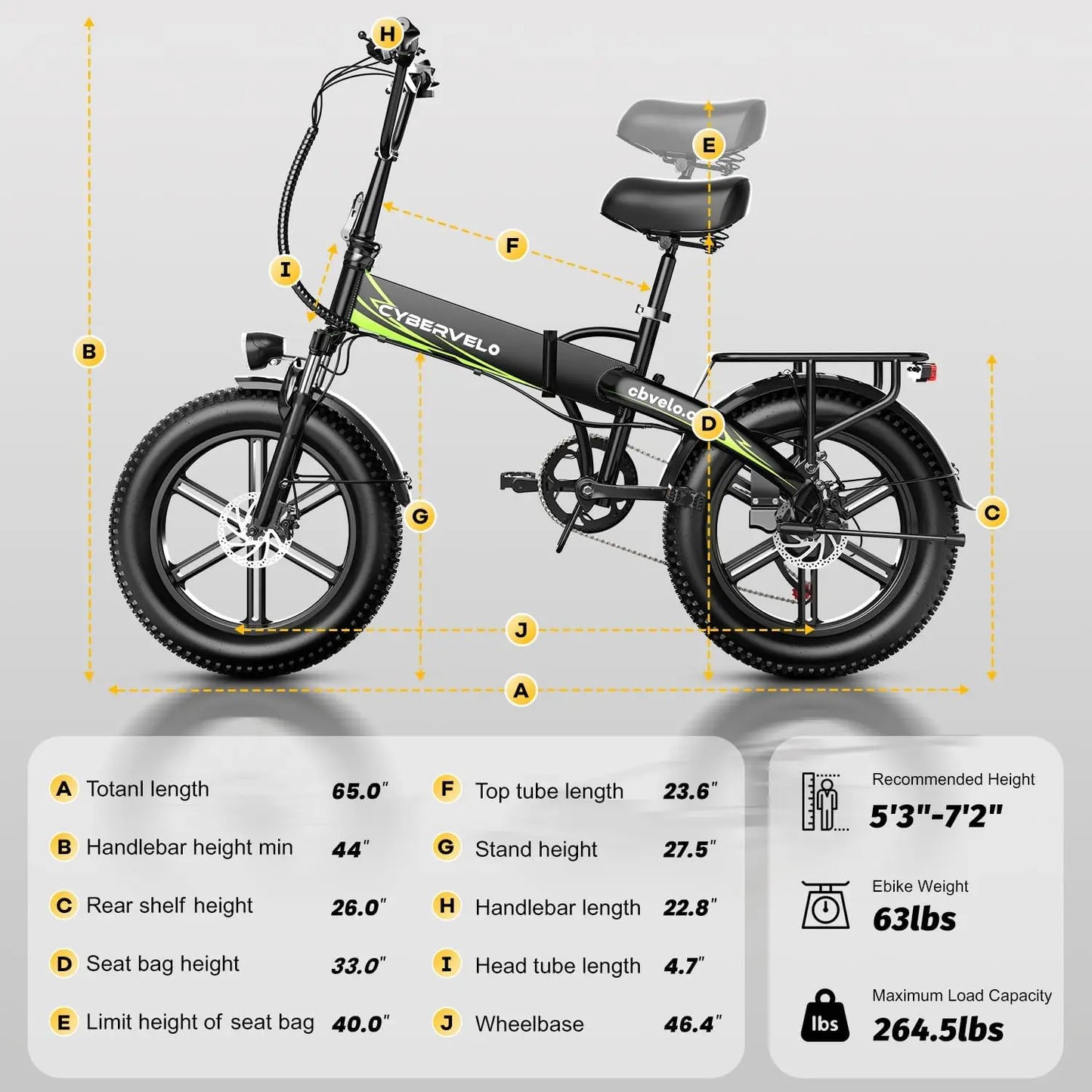 Cybervelo 1000W Folding Electric Bike With Long Range Battery