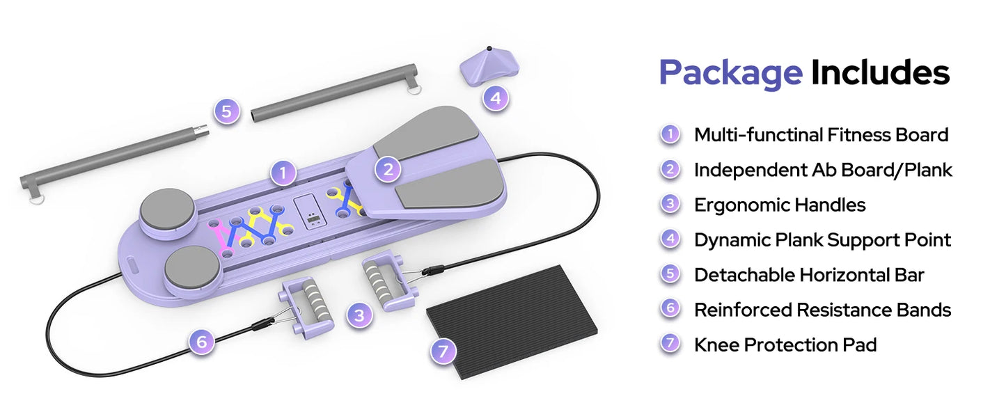 Foldable Pilates Reformer Set 7-in-1 Multi-Purpose Equipment