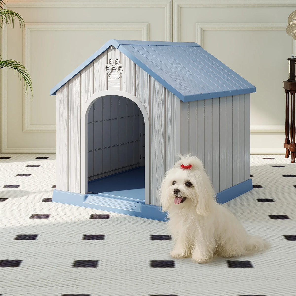 Weatherproof Plastic Dog House for Indoor and Outdoor Use