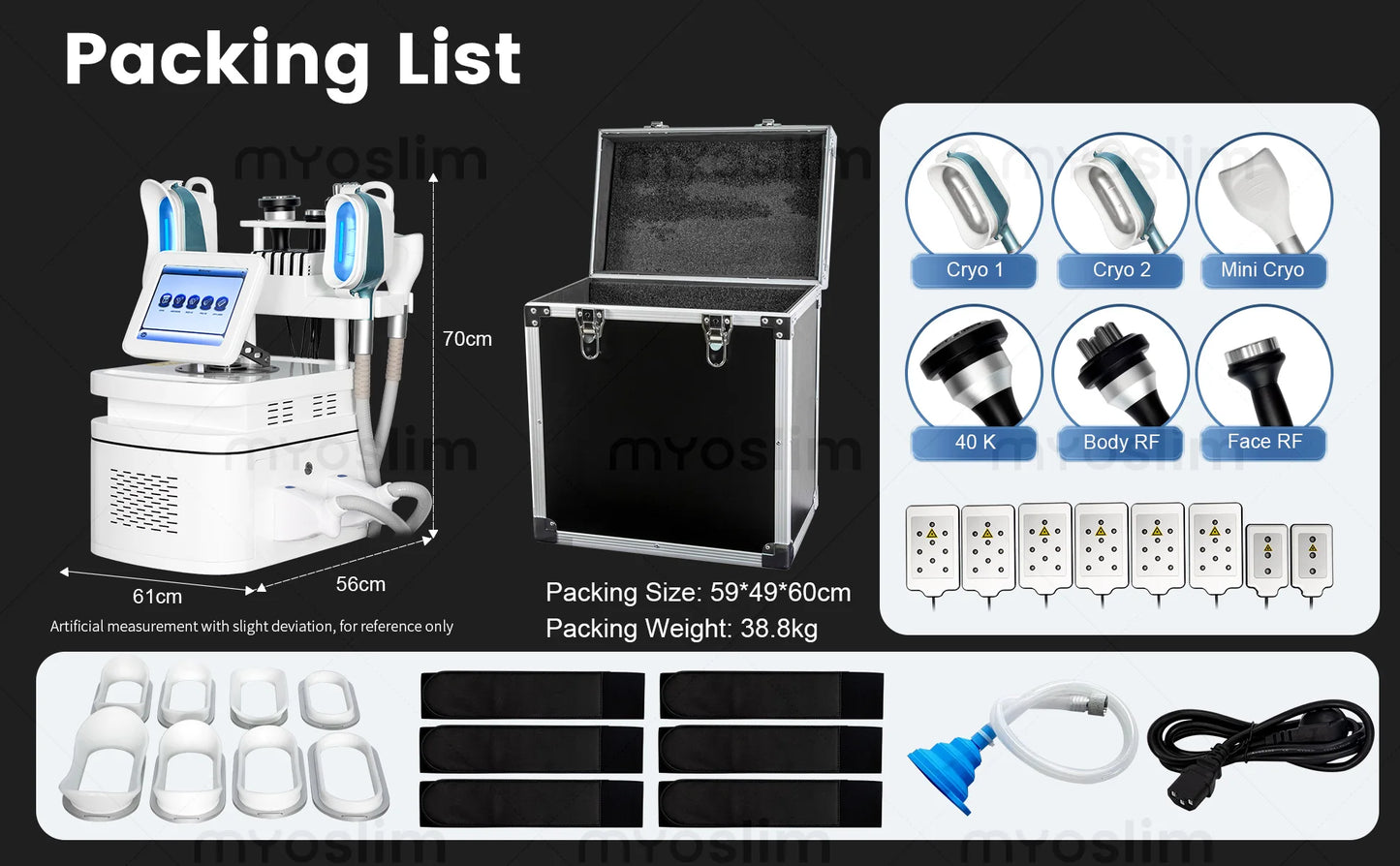 MYOSLIM Multi-Function Body Shaping Device With 8 Silicone Heads Ultrasonic