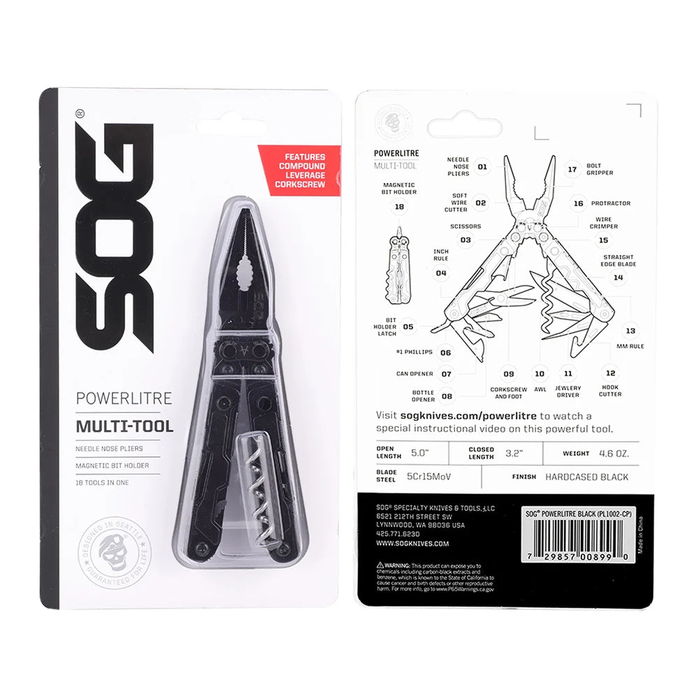 SOG PowerLitre 19 Function Stainless Steel Compact Multitool