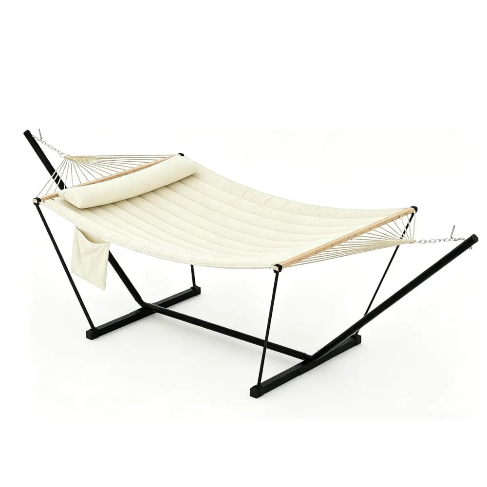 Hammock With Stand, Balance Rope And Pillow For Outdoor Relaxation