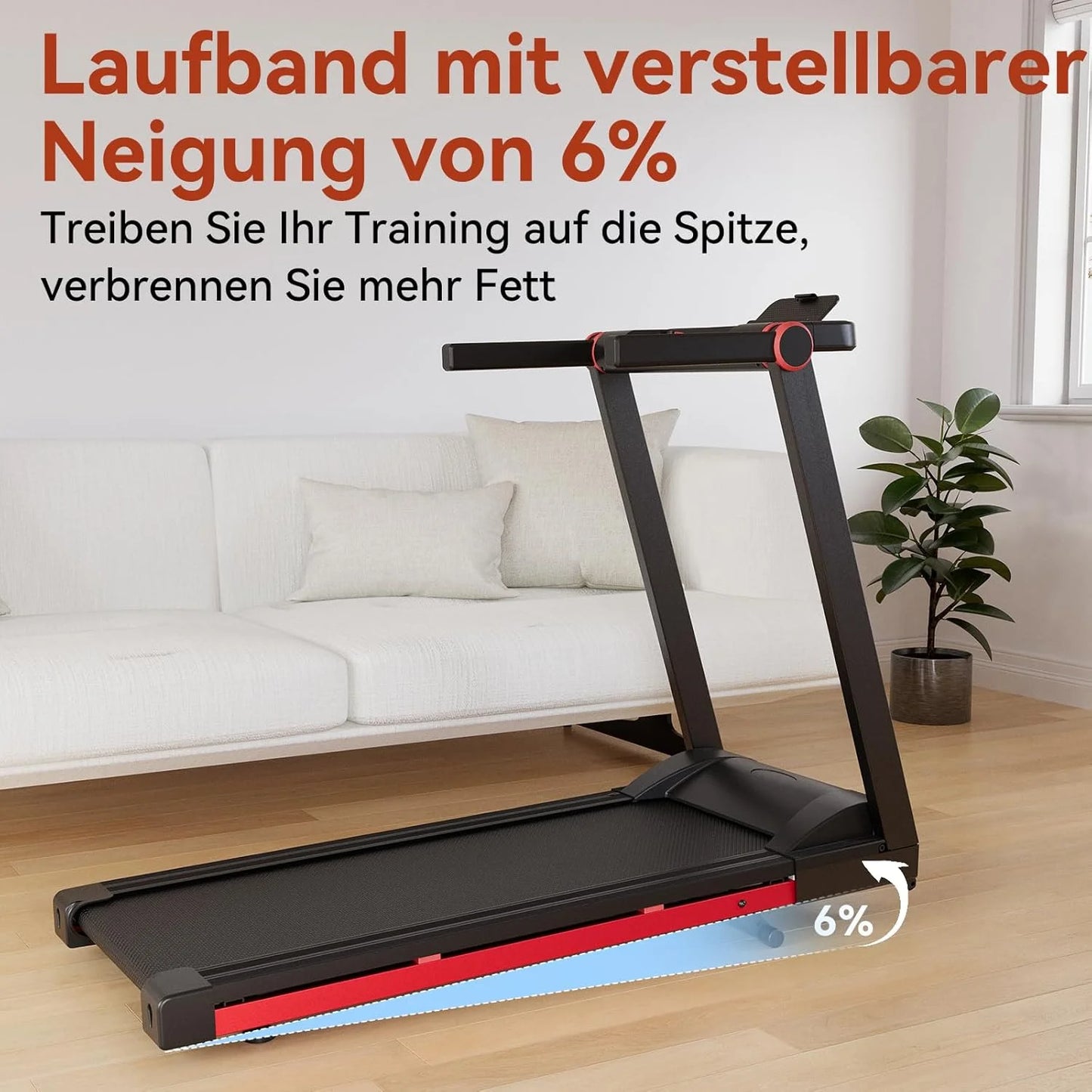 Superun 3.5HP Foldable Treadmill With 6 Percent Incline App Control
