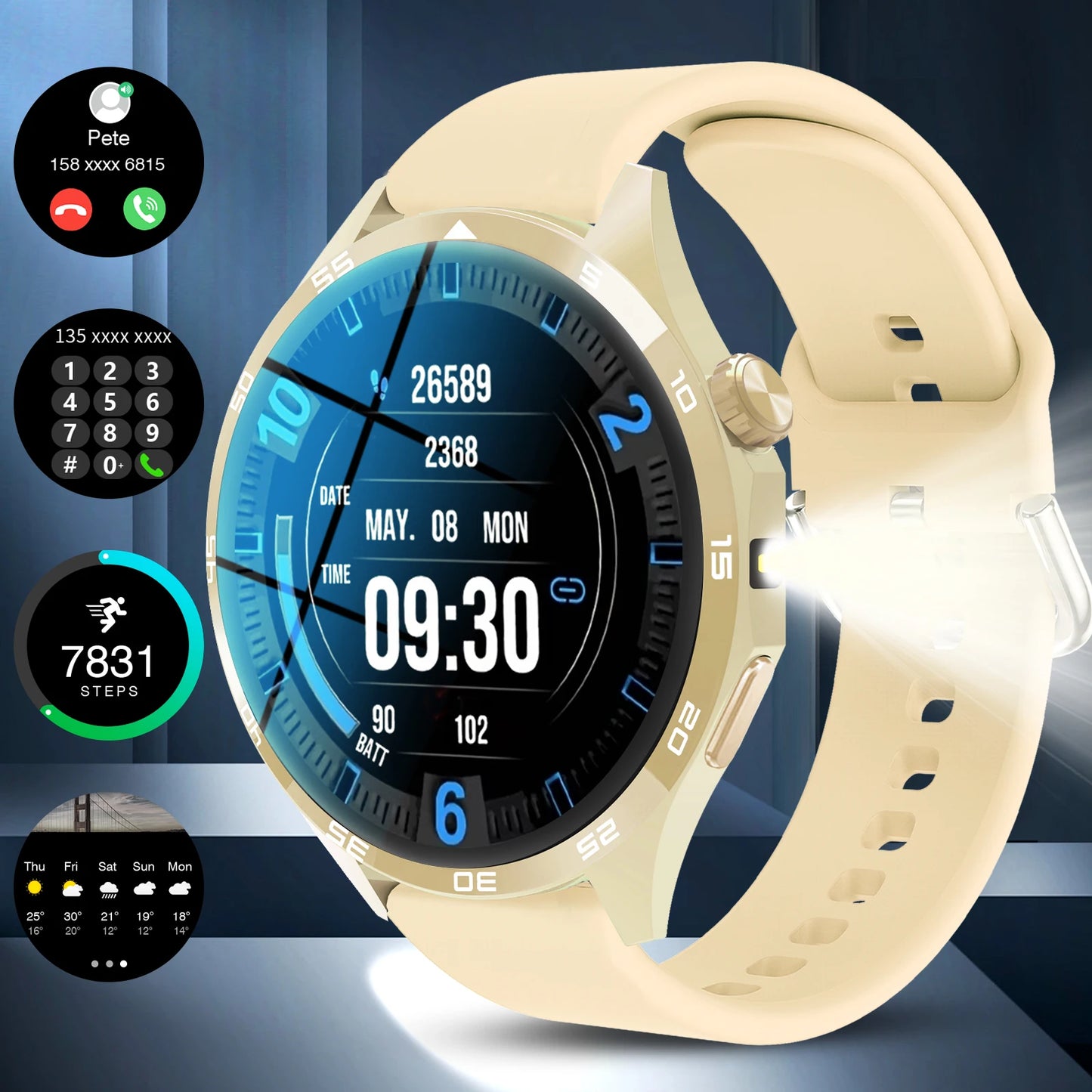 Odelettevcy Smartwatch With Call Function And Multi Sport Tracker