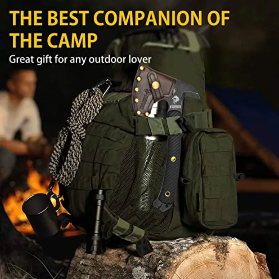 Bison Tactical Hatchet With Leather Sheath And G10 Handle