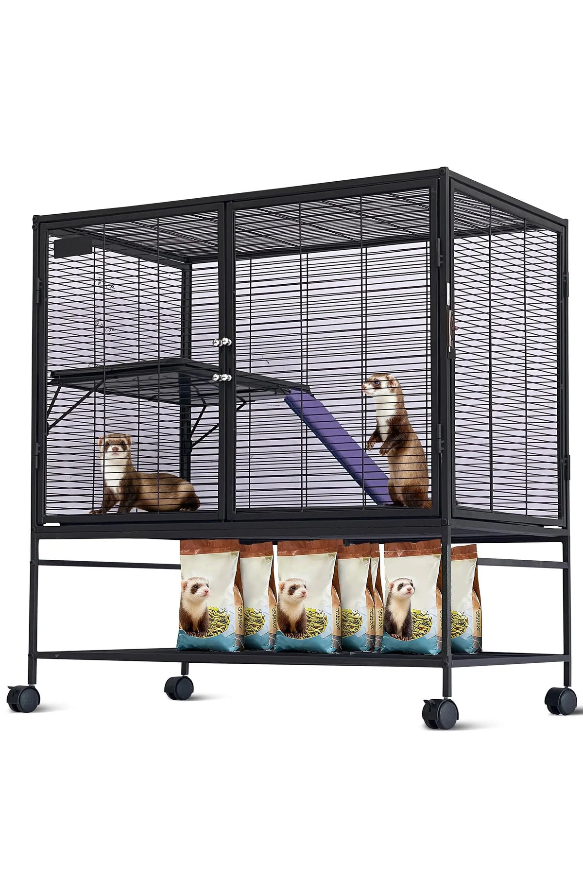HiMISS Small Animal Cage with Removable Ramp and Tray