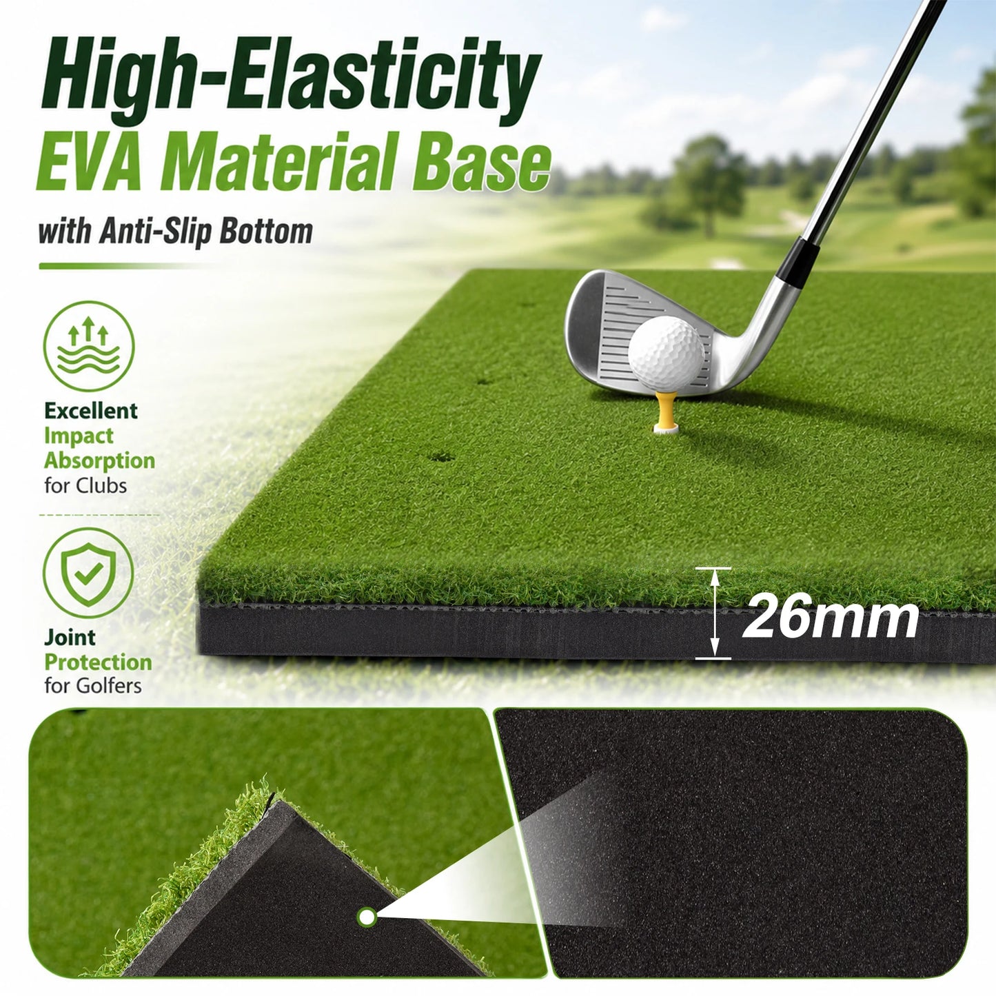 Golf Hitting Mat Synthetic Turf Training Aid For Indoor Practice