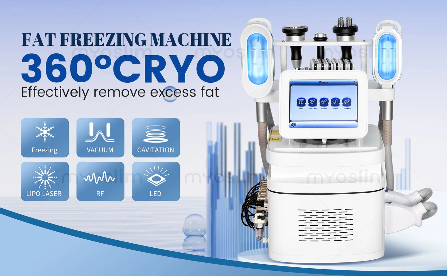 MYOSLIM Multi-Function Body Shaping Device With 8 Silicone Heads Ultrasonic