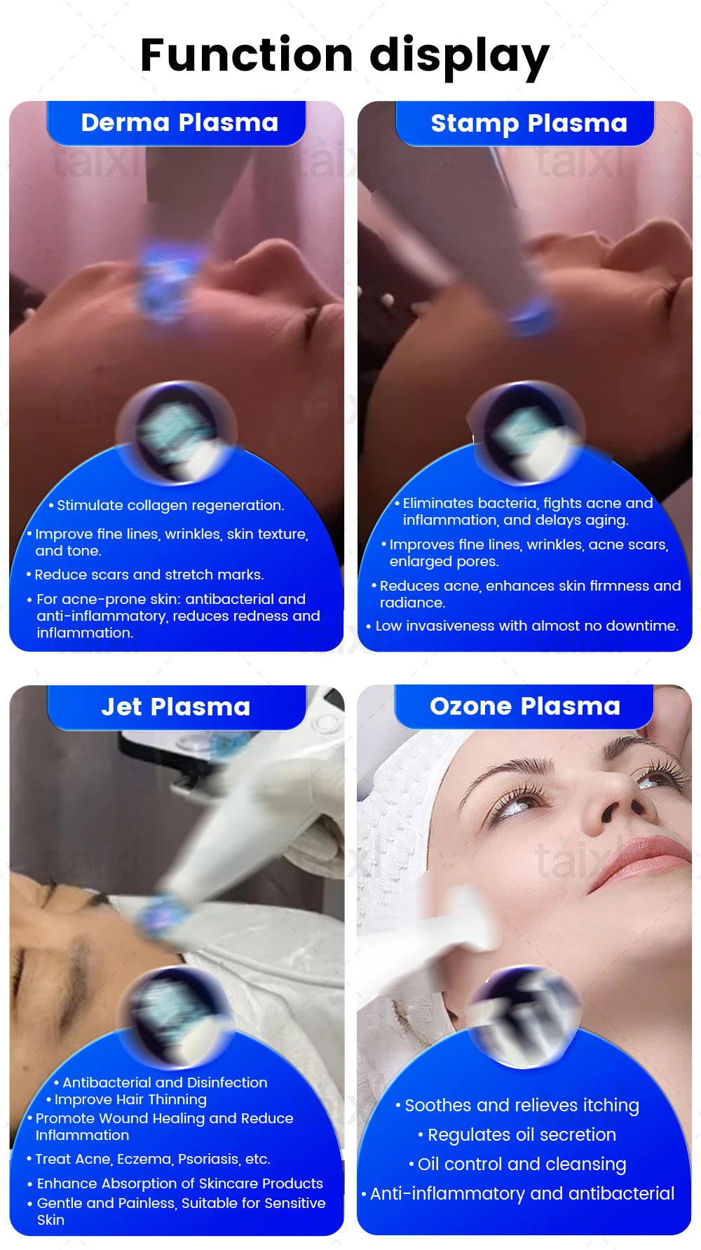 Cold Hot Plasma 8in1 Facial Machine Diamond Stamp Ozone Skin Rejuvenation Anti-Aging Acne Treatment RF Lifting Beauty Equipment