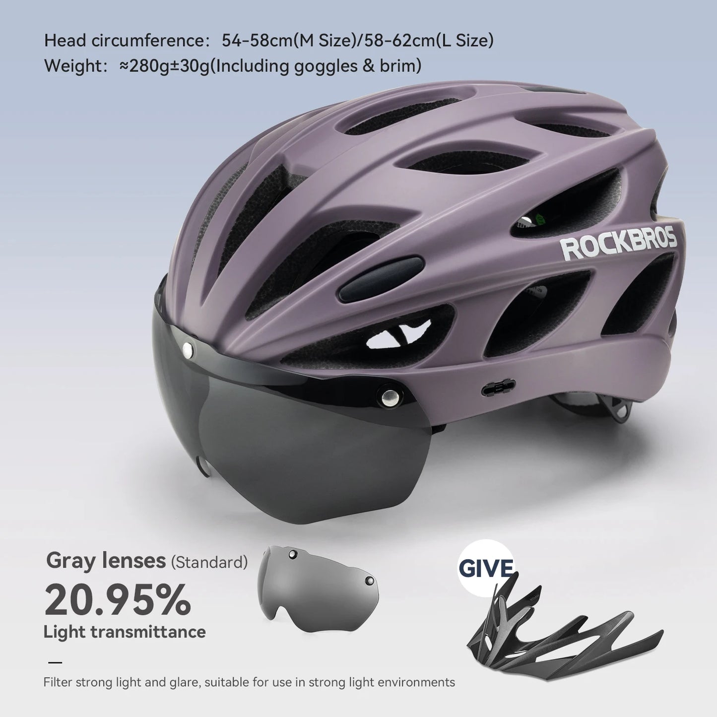 Rockbros Lightweight Cycling Helmet With Goggles For Road And Mountain