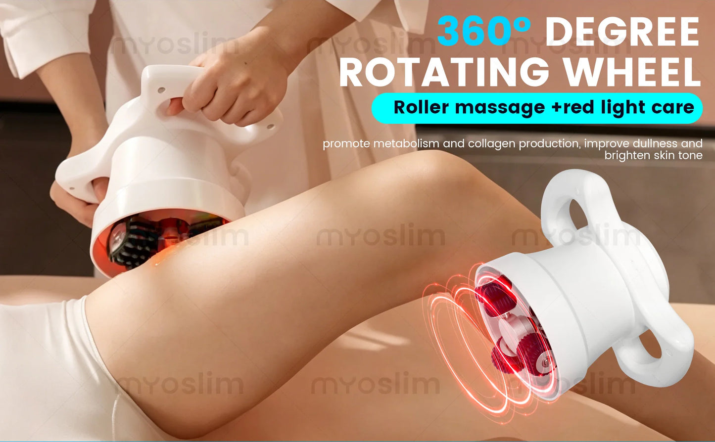 MYOSLIM 360 Rotation Body Contouring Roller Massager Red Light Cellulite