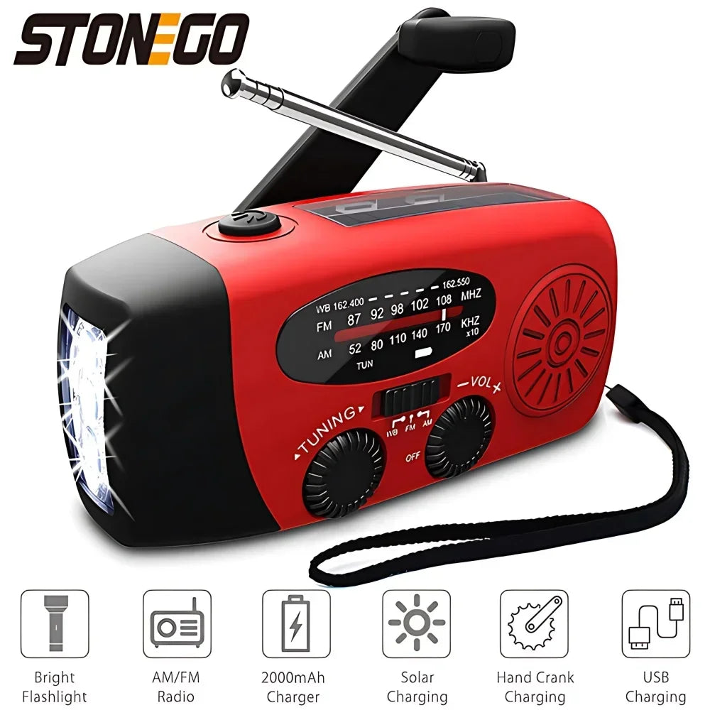 Portable Solar Hand Crank Emergency Radio With Power Bank