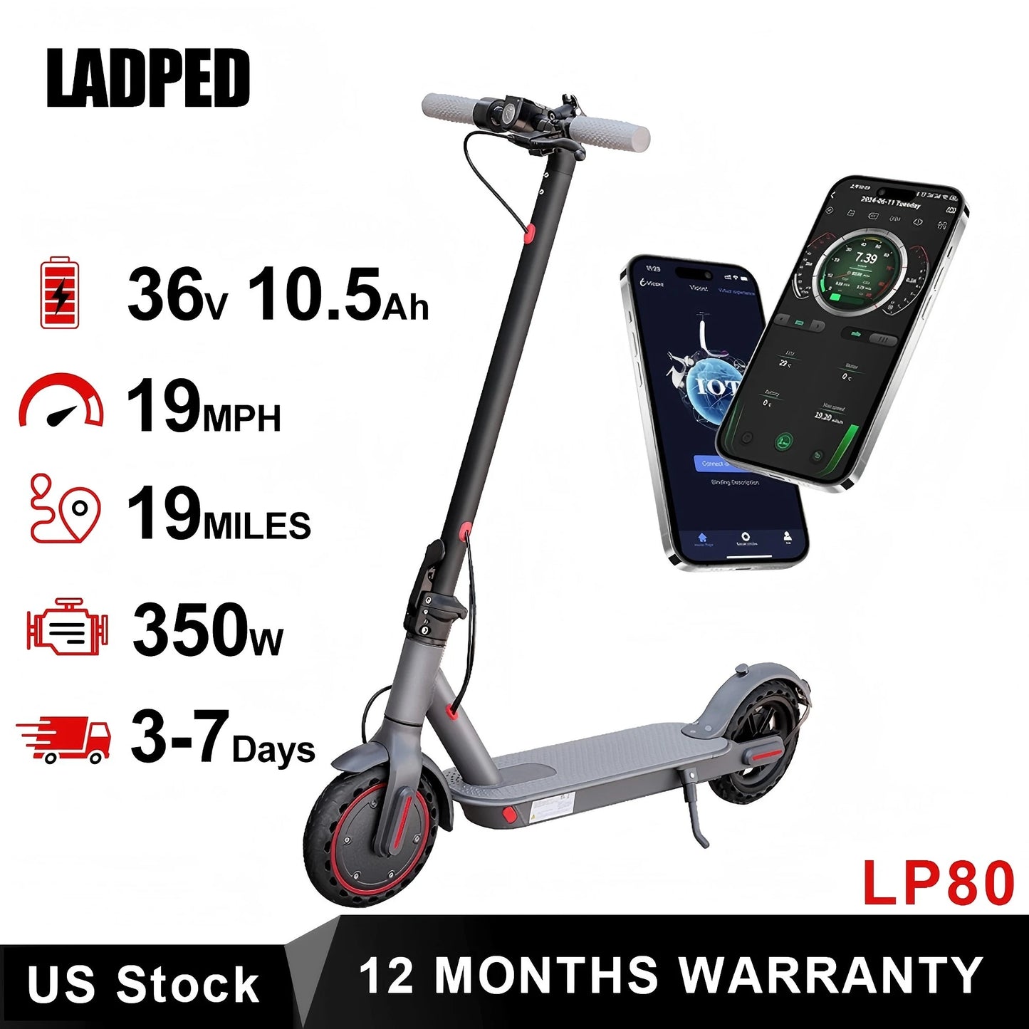Ladped LP80 Electric Scooter Foldable Urban Commuter