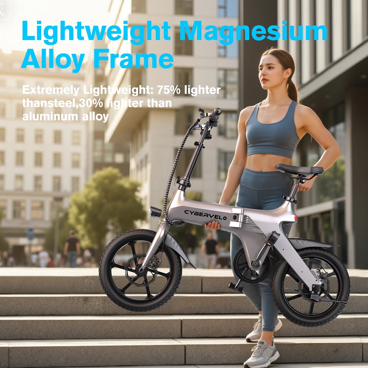 CYBERVELO EK13 500W Foldable Electric City Bike 20 MPH Commuter