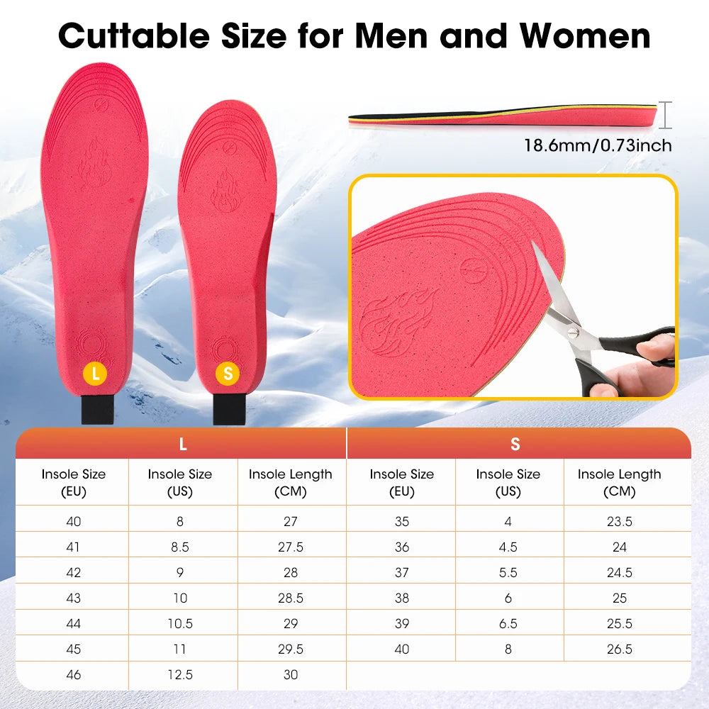 Rechargeable App Controlled Heated Insoles with Dual Temperature Control