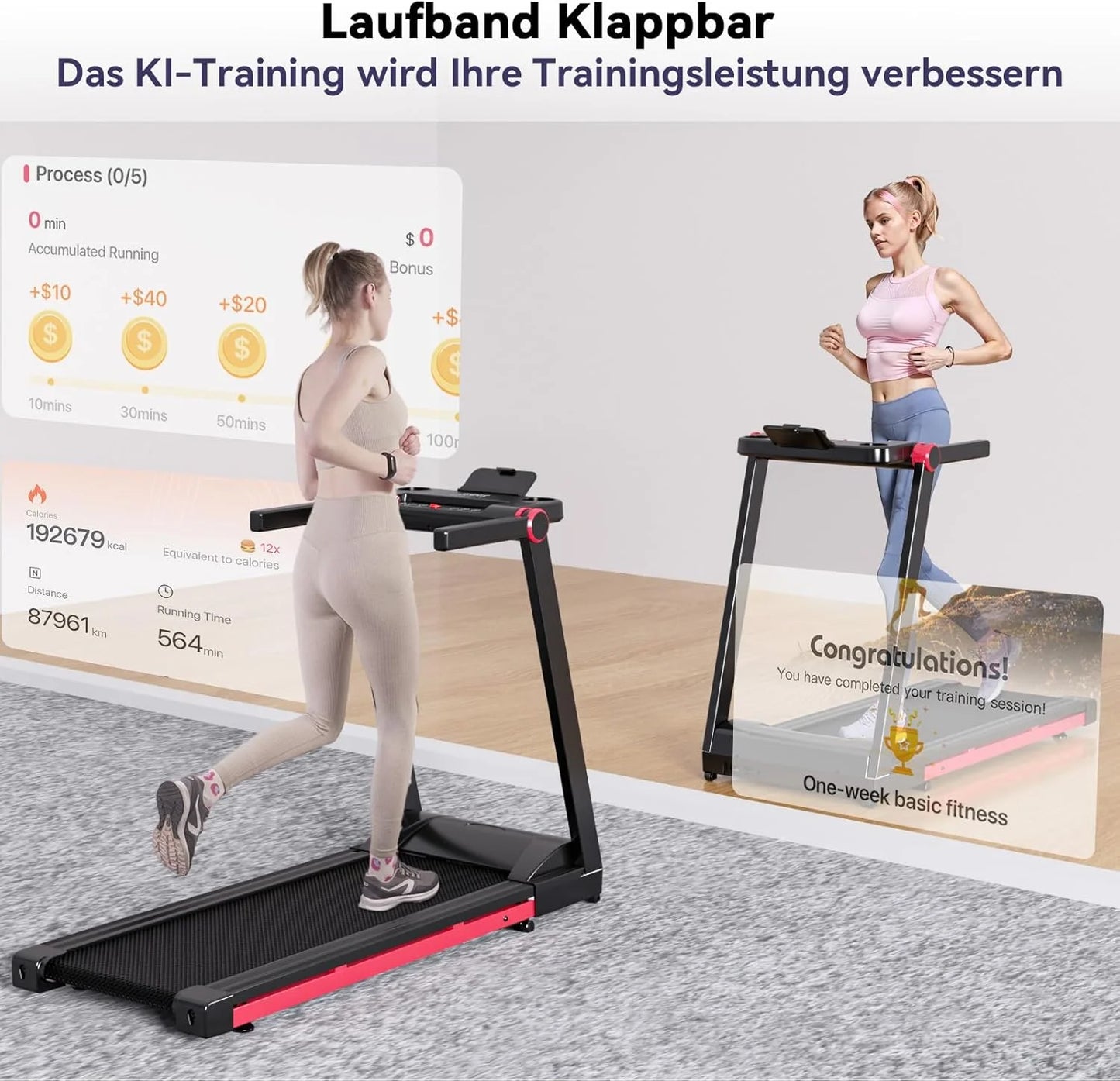 Superun 3.5HP Foldable Treadmill With 6 Percent Incline App Control