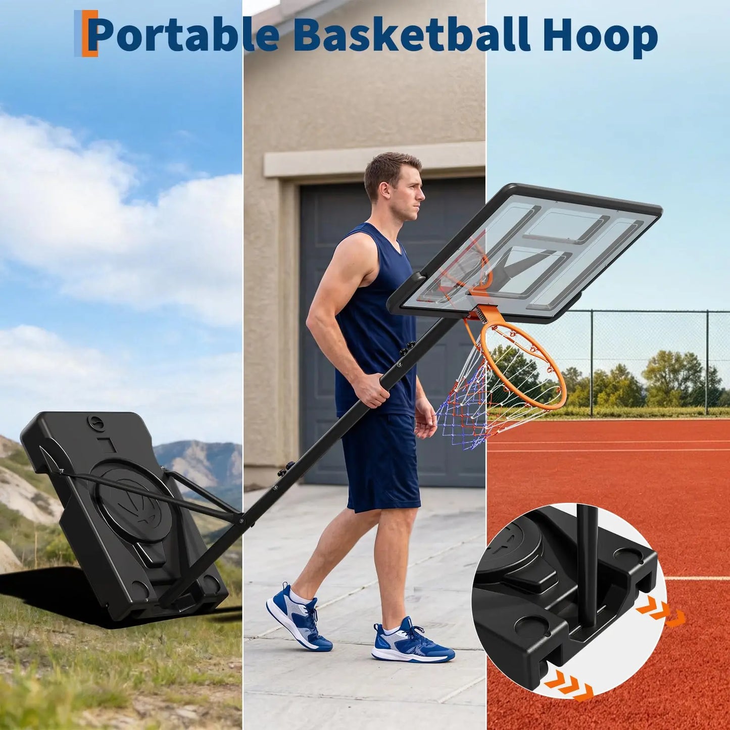 HiMiss Portable Basketball Hoop Adjustable Outdoor Family Game System