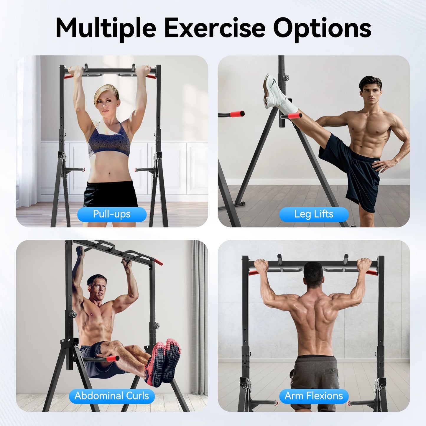 Adjustable Foldable 200kg Pull Up Bar With Parallel Bars