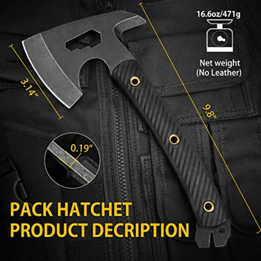 Bison Tactical Hatchet With Leather Sheath And G10 Handle